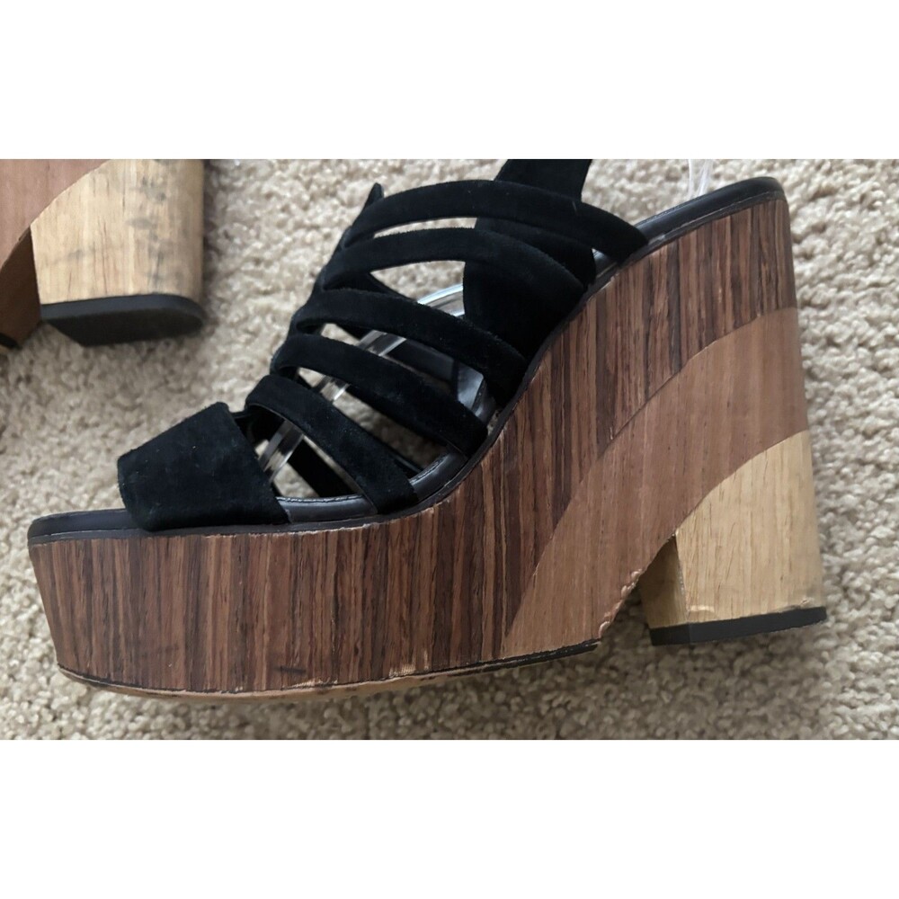 Vince Camuto Women Wedge Platform Sandal Heel Suede Black Size 8M Fesitval